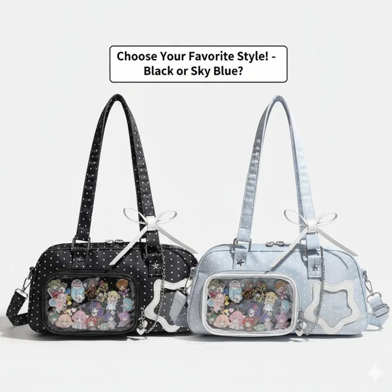 

Star Print Y2K Itabag Polka Dot Korean Style Polka Dot Star Print Doll Bag Cute Concert Fan Shoulder Crossbody Itabag Gift New