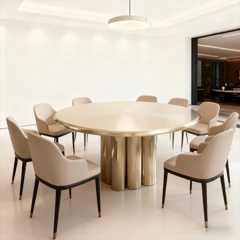 #Modern Metal Round Dining Table Can Be Customized To Accommodate 10 People Fashionable Design