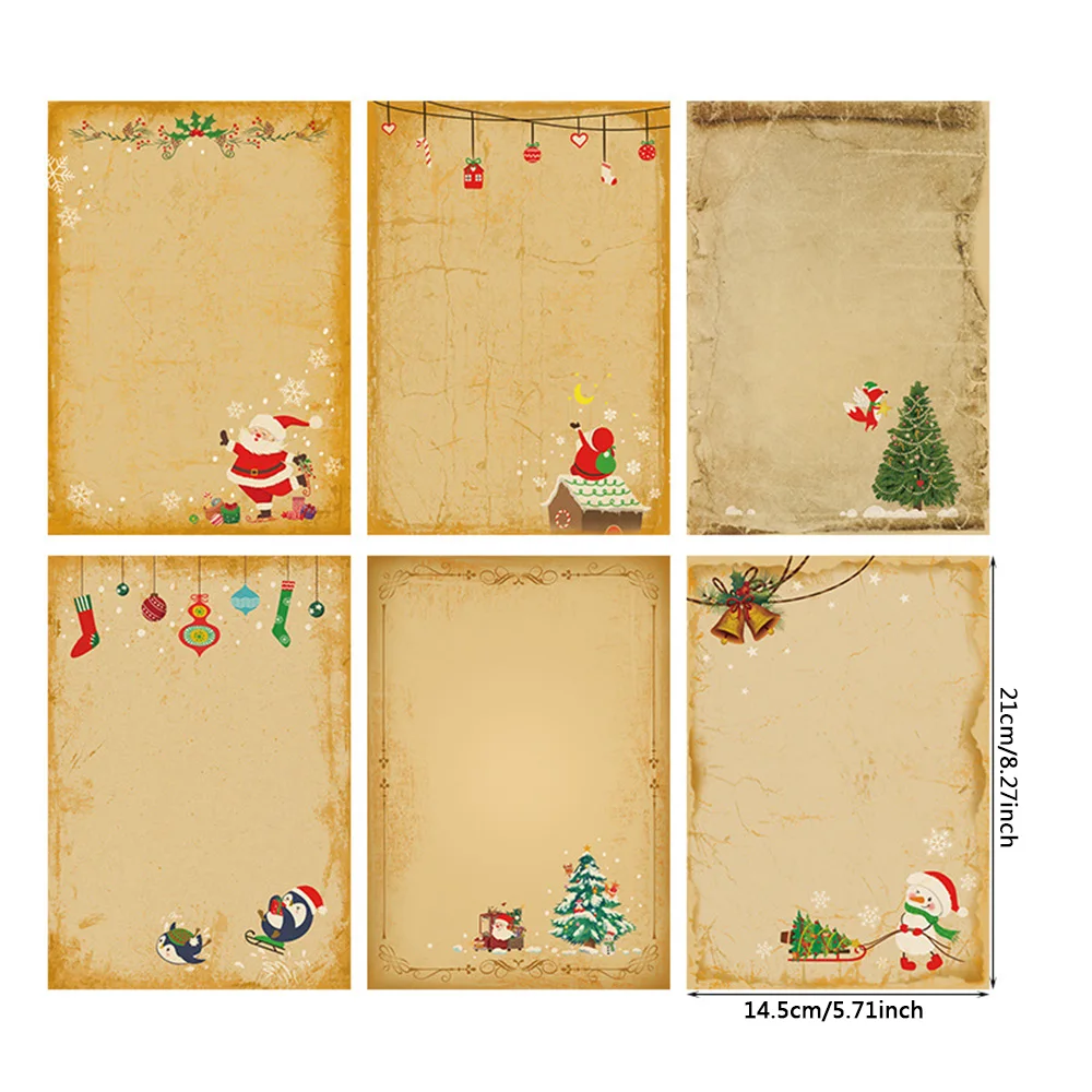 Vintage Christmas Kraft Letter Santa Claus Snowman Gift Envelopes Decor Xmas Party DIY Invitation Greeting Cards  Craft Paper