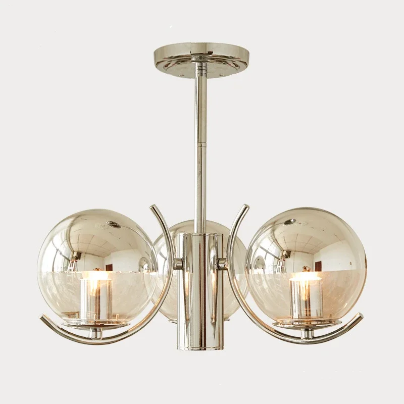 Modern Chrome LED Ceiling Chandelier For Bedroom Dining Room Art Exhibition Electroplated Lamp Body E27 Lighting Fixtures