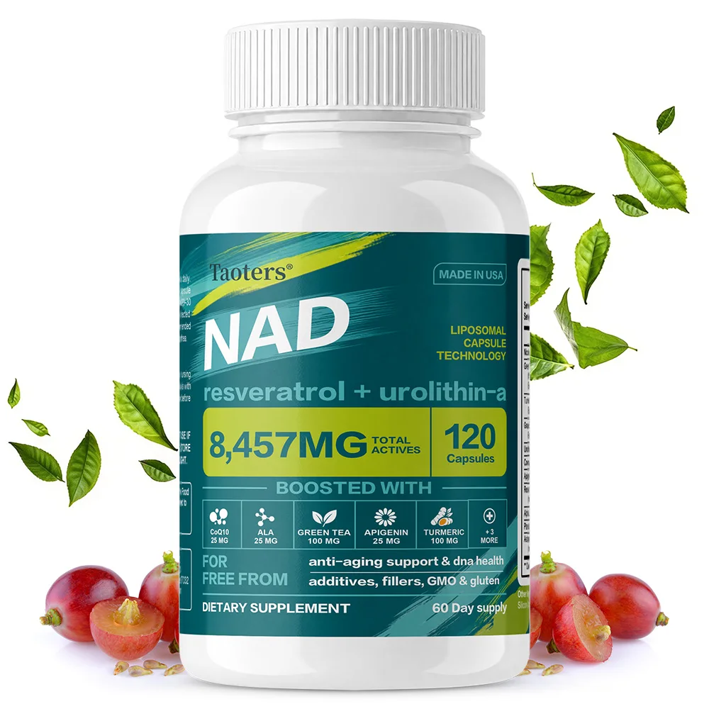 NAD+ Supplement with Resveratrol & CoQ10, 120 Count | Liposomal Capsule Technology, Non-GMO & Gluten Free
