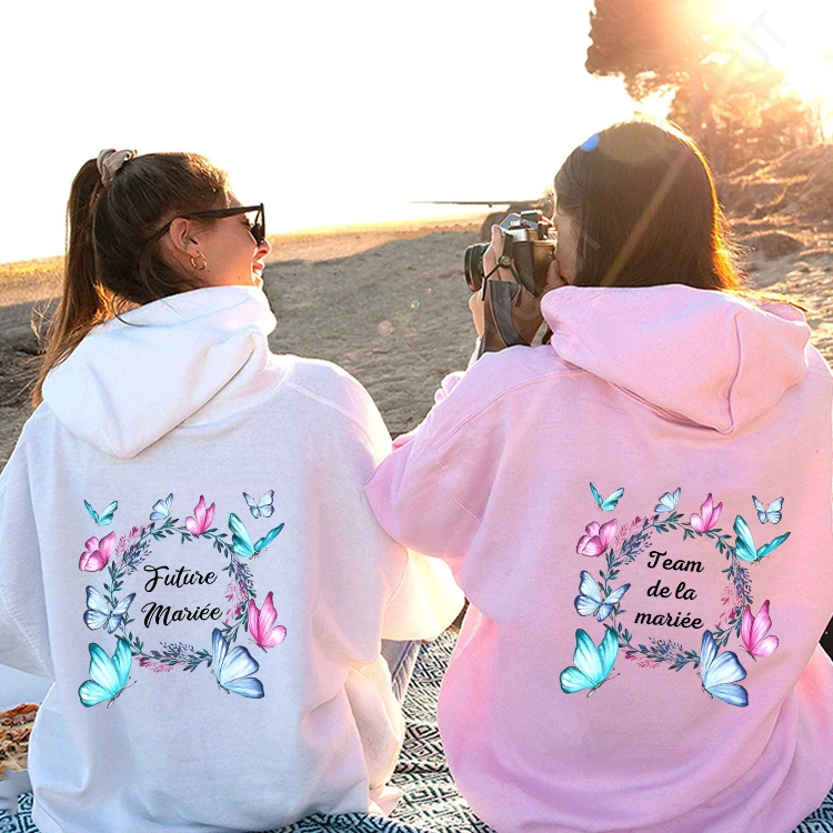 Team Bride Pullover Hoodies Friends Bridal Wedding Outerwears Single Farewell Hen Party EVJF Future Bride Hooded Sweatshirts