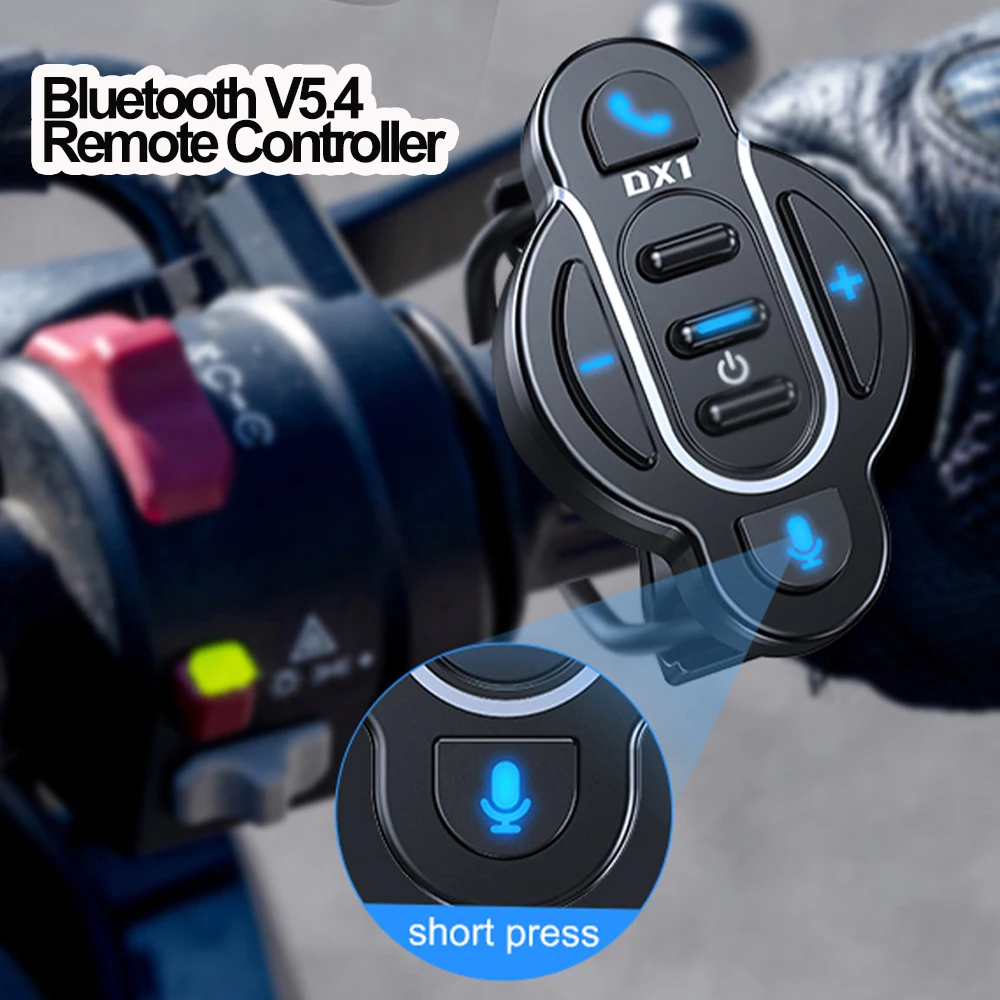 

Motorcycle Handlebar Remote Controller V5.4 Bluetooth Remote Button Handsfree Wireless Helmet Earphone Controller Waterproof