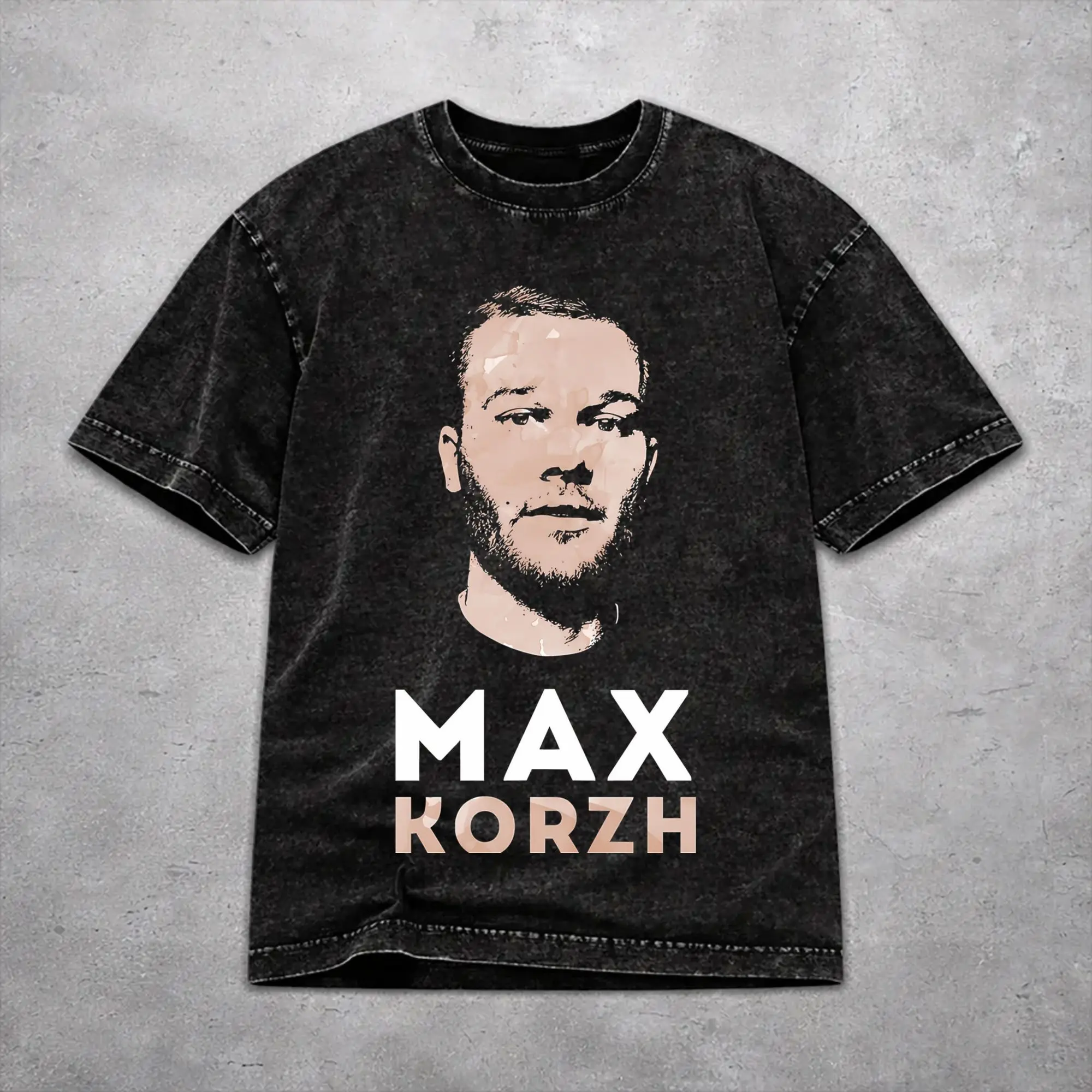 Men Women Vintage Washed T-shirts Max Korzh Singer Print Shirt Outfit Oversize  Tee Shirt