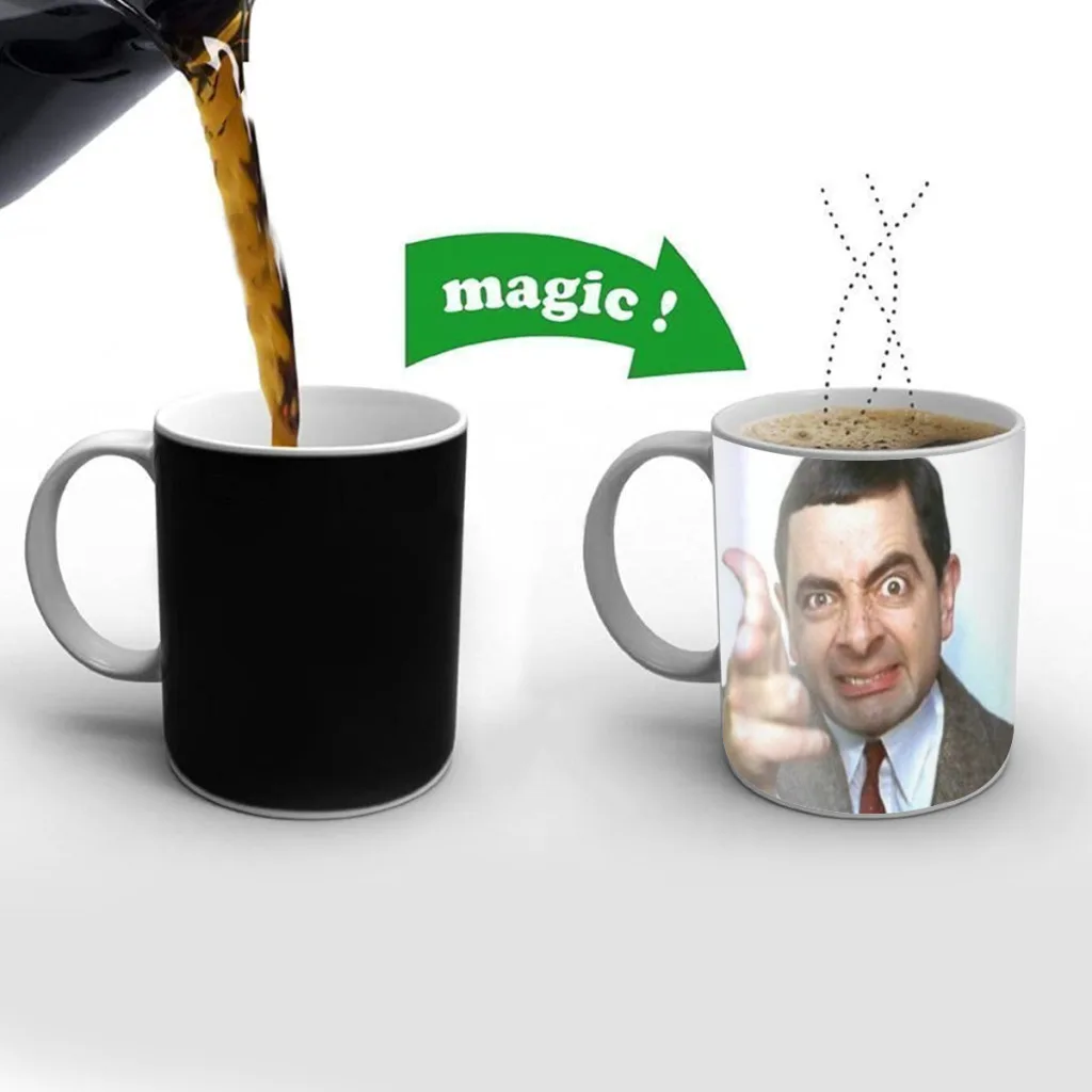 Funny Man Bean Actor Rowan Atkinson Free shipping Magic Color Changing Ceramic Coffee Mug Cup Friends Gift