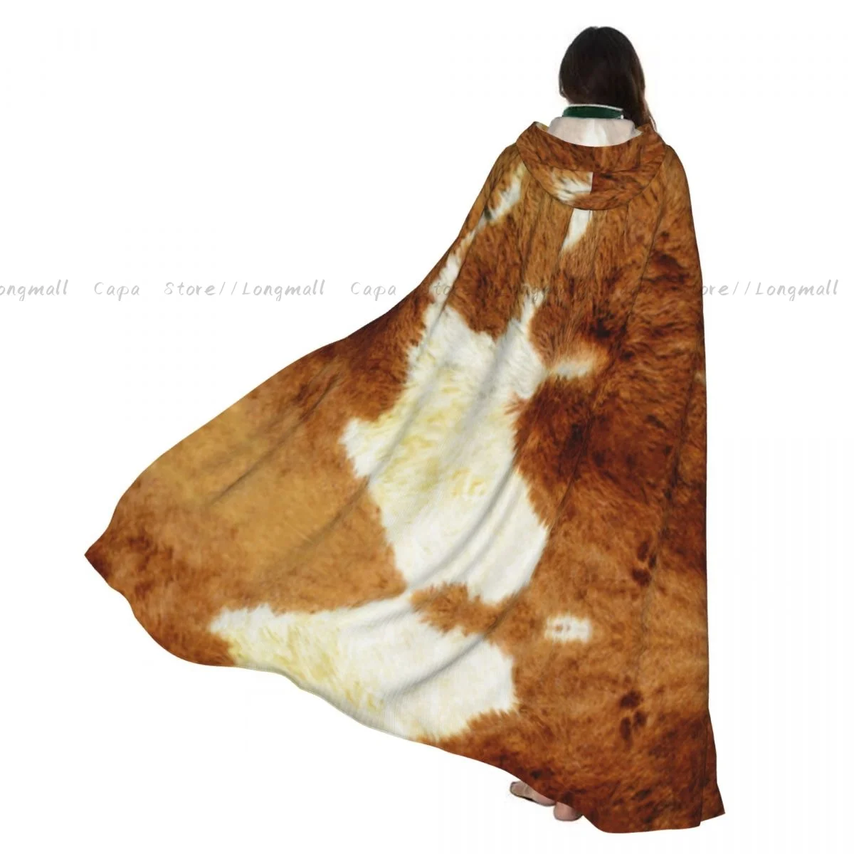 

Плащ ведьмы с узором коровьей кожи, костюм для косплея на Хэллоуин, плащ унисекс для взрослых, накидка в стиле ретро