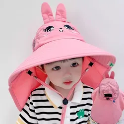 Children Summer Bucket Hats UV Protection Outdoor Beach Sun Hat Boy Girl Flap Cap Adjustable Wide Brim Cap