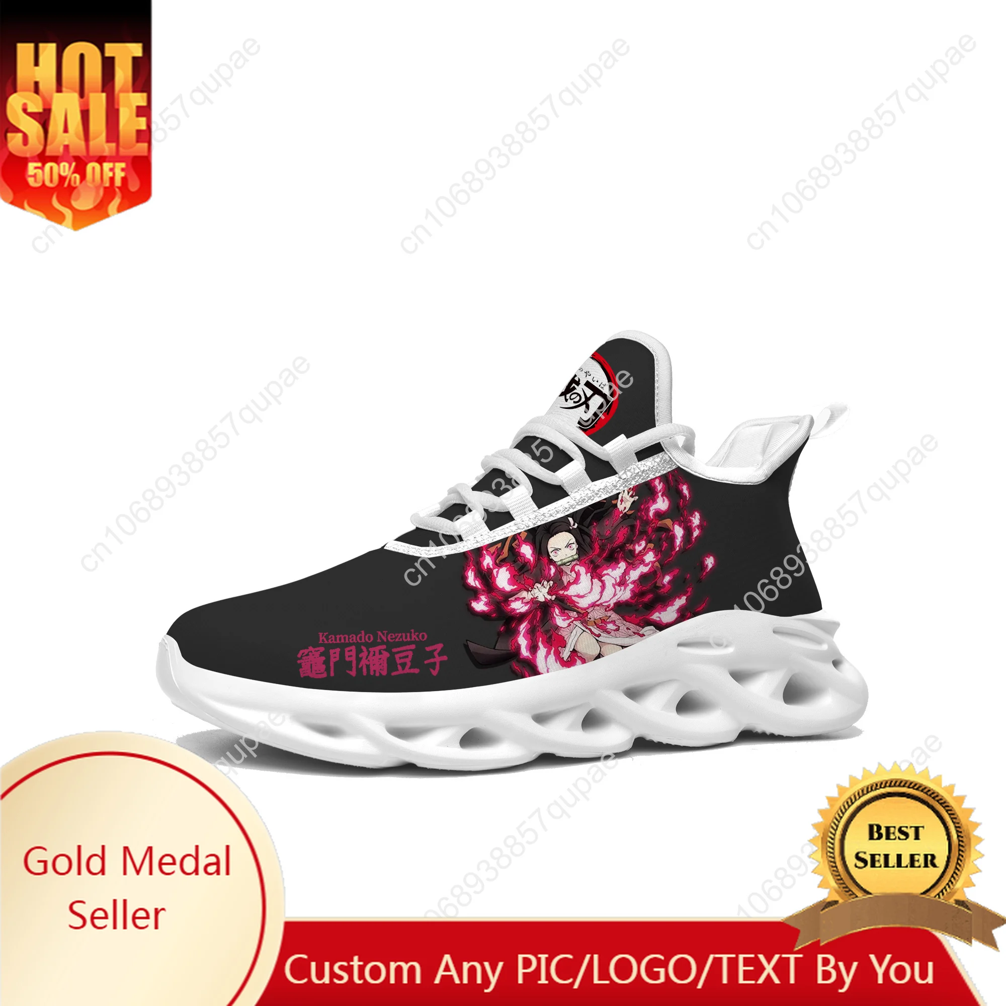 

Kamado Nezuko Cartoon Anime Flats Sneakers Womens Sports Run Shoes High Quality Sneaker Lace Up Mesh Footwear Custom Shoe