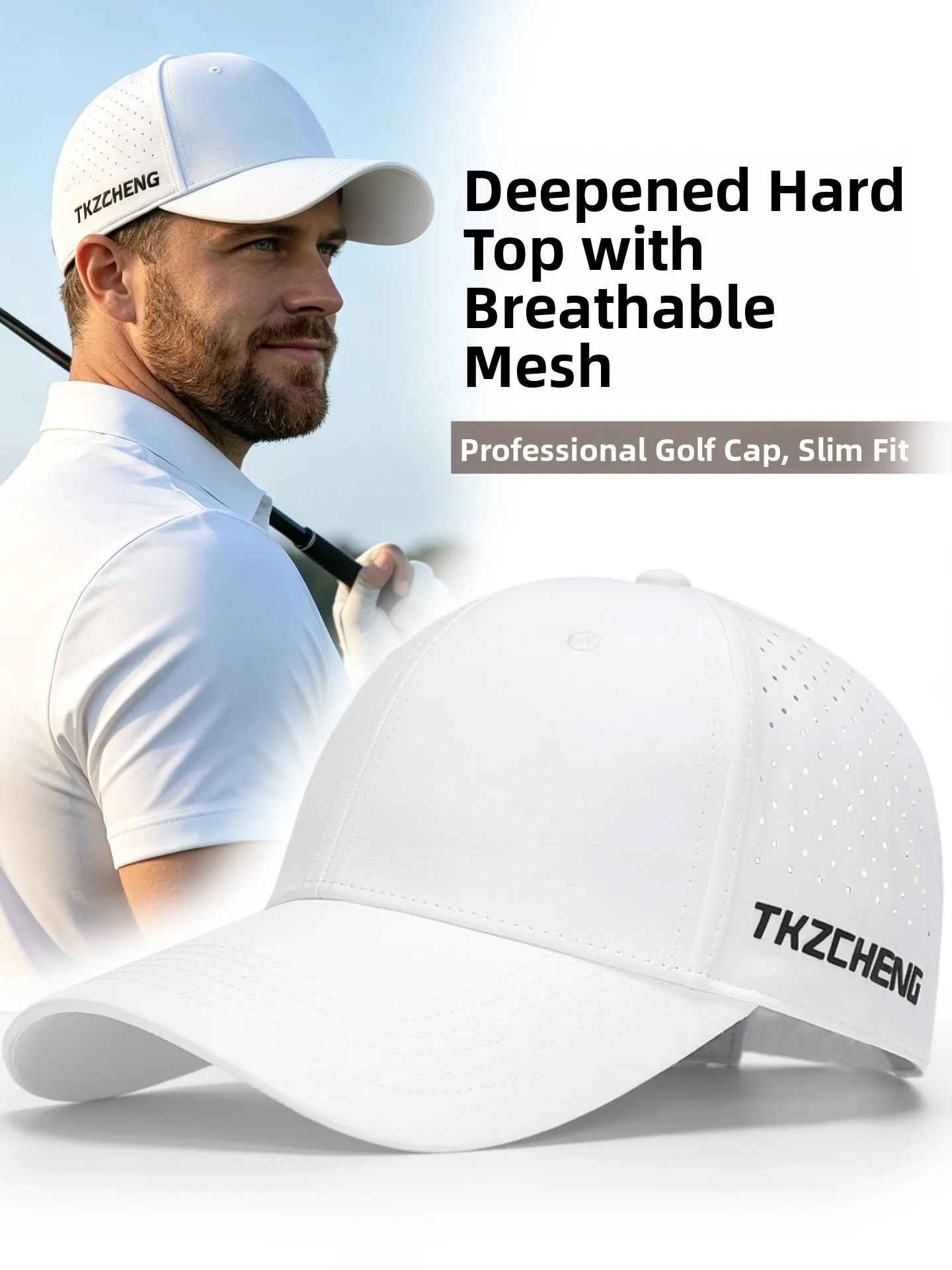 high-end-brand-casual-golf-hats-men's-summer-white-high-efficiency-sunscreen-hard-top-face-slimming-sunshade-caps-breathable