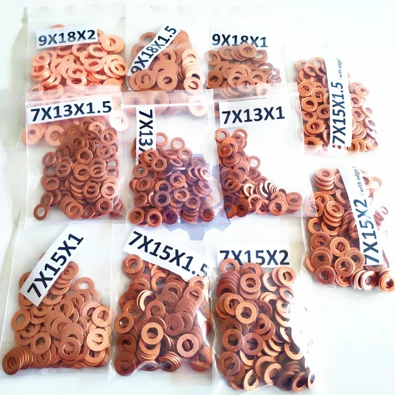 7x15mm/9x18mm CRIN Diesel Common Rail Injector Copper Seal Washer Gasket Ring Repair Kits