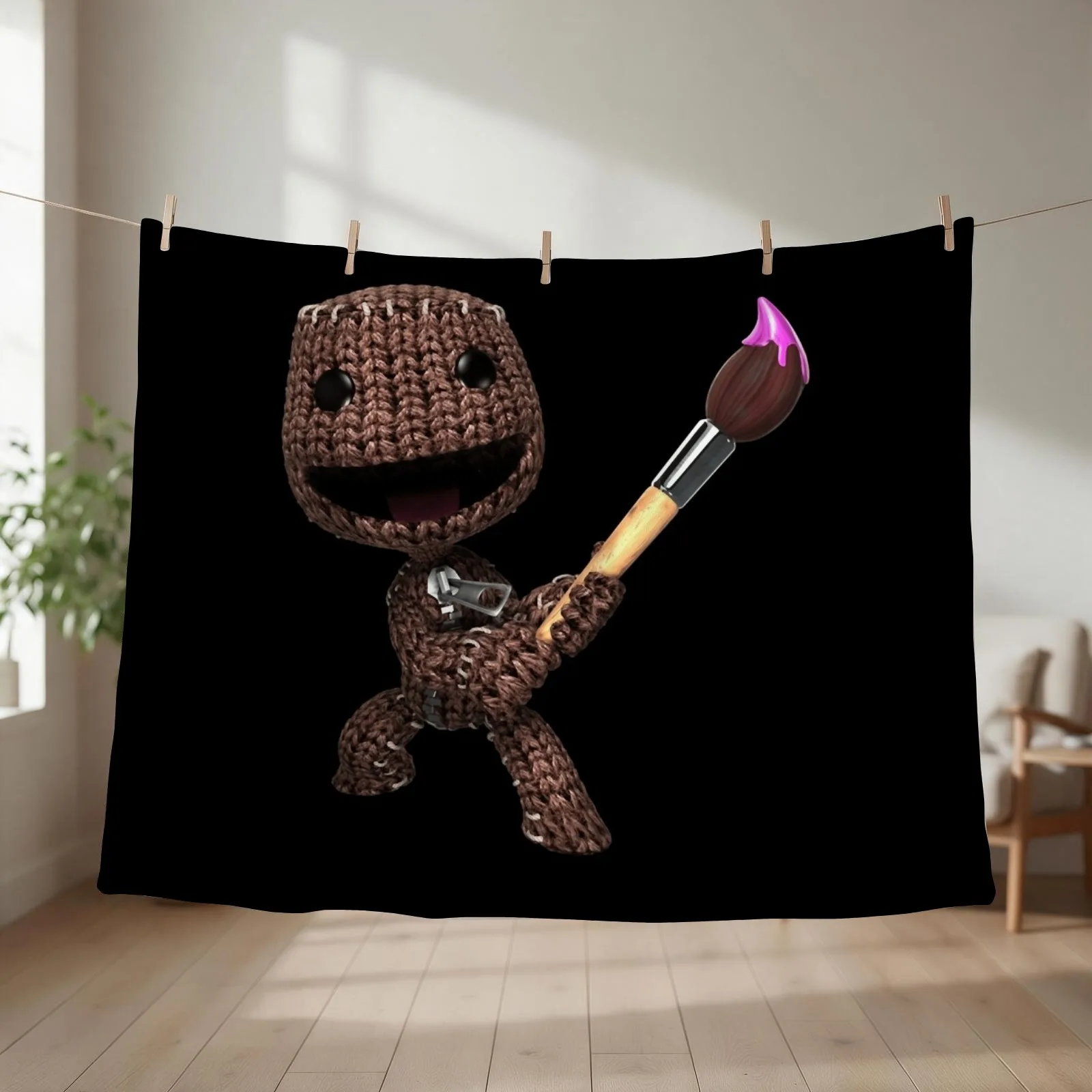 LBP Sackboy Throw Blanket Hairy Quilt Bed linens Sofa Blankets