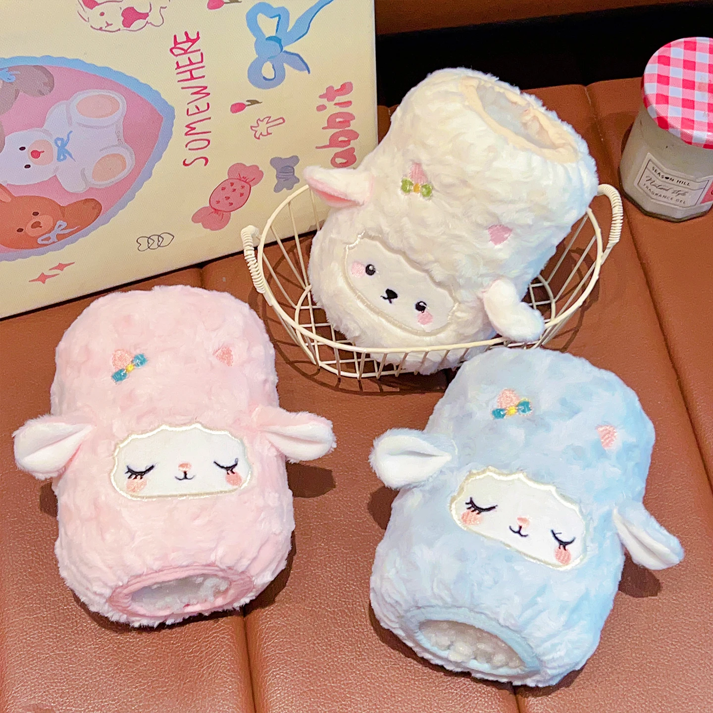 2026 Neue süße koreanische Cartoon-Schaf-Armstulpen für Mädchen und Kinder, Kawaii Plüsch-Armstulpen, schmutzabweisend, als Pullover- oder Mantel-Manschetten-Schutz, Winter-Armstulpen – Detail 8