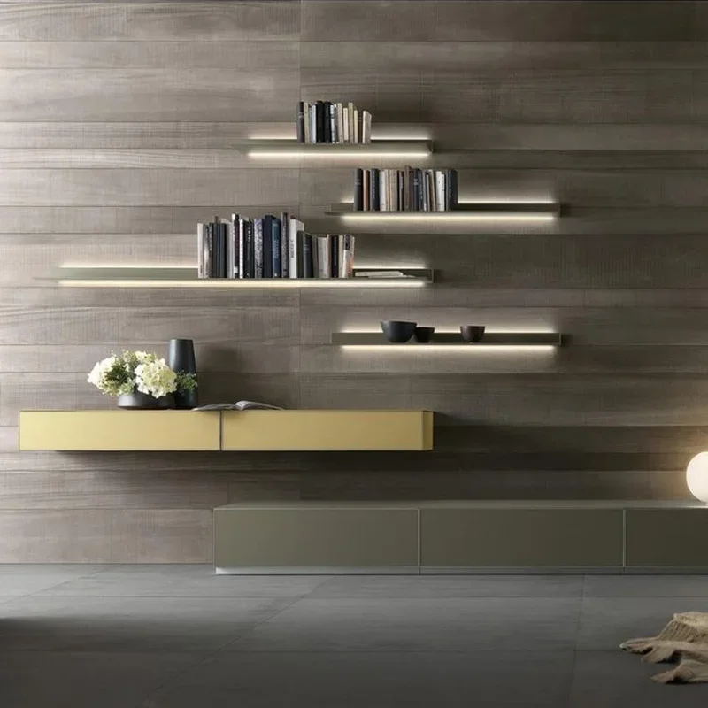 LED laminate light luminous open wall storage rack, entrance industrial wind display rack
