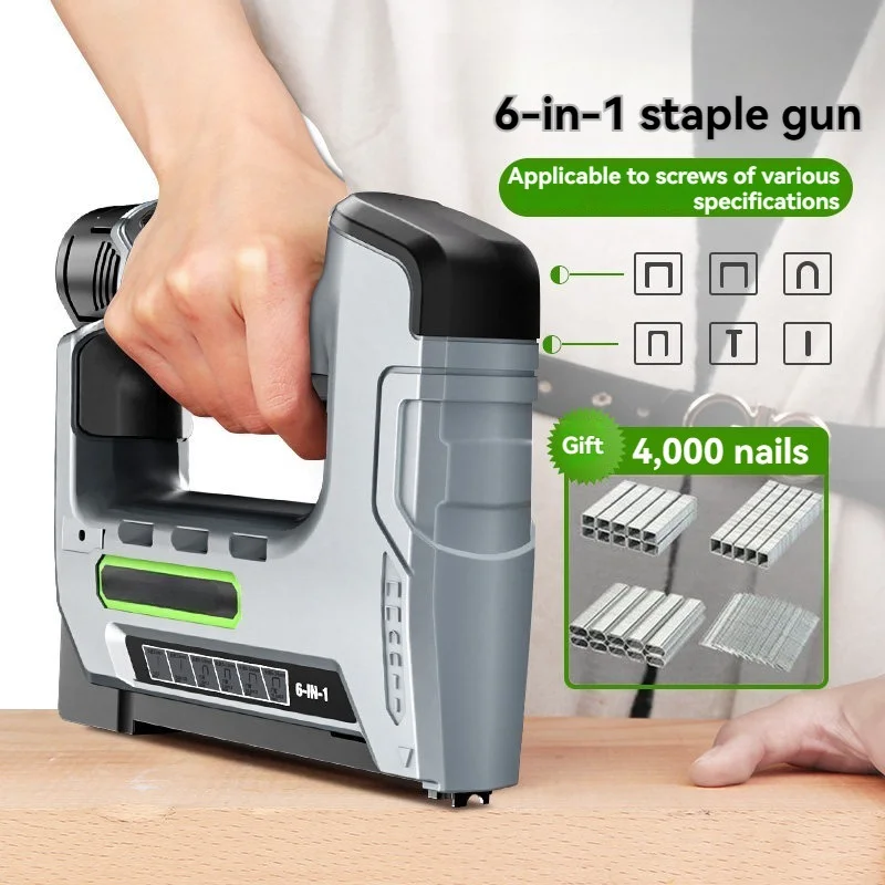 F15 6-in-1 Cordless Nail Gun - 20V Lithium Battery Nail Shooter & Stapler - Rechargeable for Woodworking, Door & Furniture