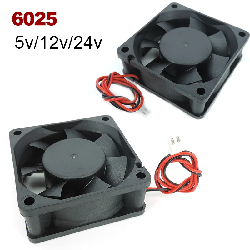 6025 DC5V 12V 24V Cooler Fan 60x60x25mm Brushless Machine Equipment DC Motor Cooling Fan XH2.54 2Pin Reprap 3D Printer Parts M20