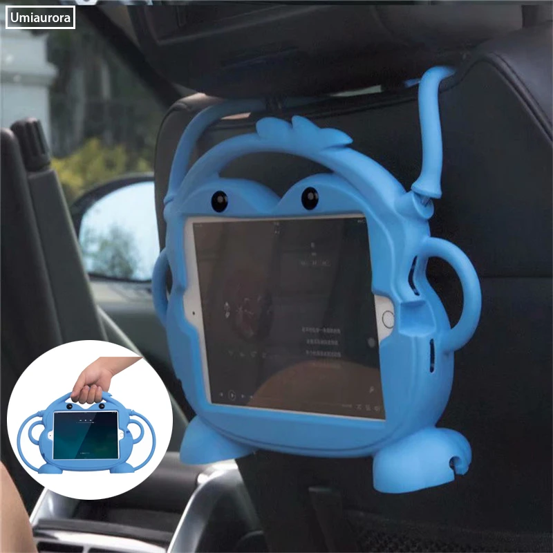 For iPad Mini 7th 8th 9th 10.2 10th Gen 10.9 Air 6 5 4 3 2 1 9.7 Pro 10.5 11 inch M4 Kids Silicon Monkey Tablet Case Stand Cover