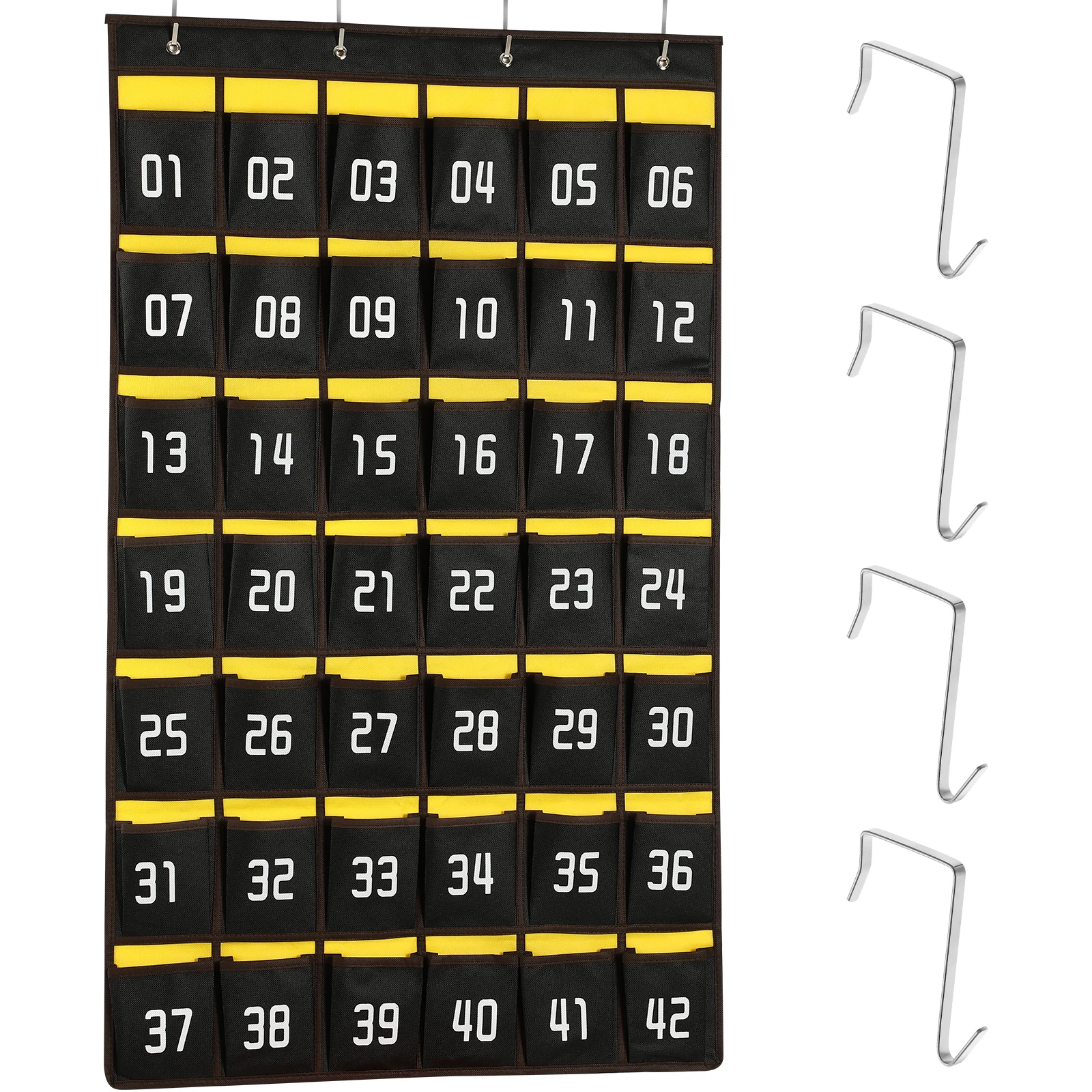 

42 Pockets Cell Phone Wall Mounted Storage Bag 10cm Wide Pocket Chart Classroom Calculator Holder School Office Use