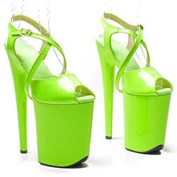 Leecabe 23CM / 9inches Patent PU Upper Trend Fashion Platform High Heels Slipper Sandals Pole Dance Shoes