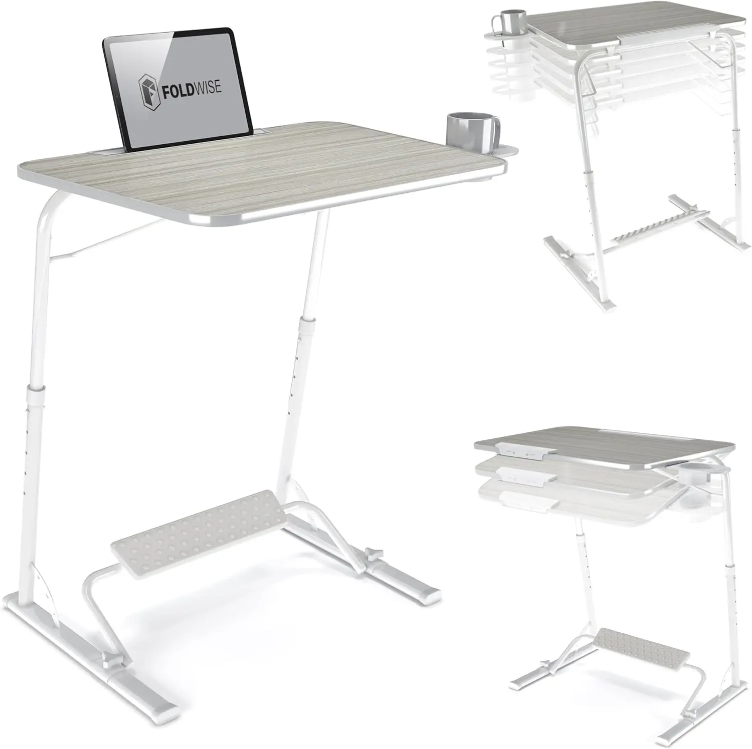 

Upgraded Folding TV Tray Table - Extra Large & Sturdy Laptop Table for Couch, Height & Angle Adjustable Desk for Dinner, Work &