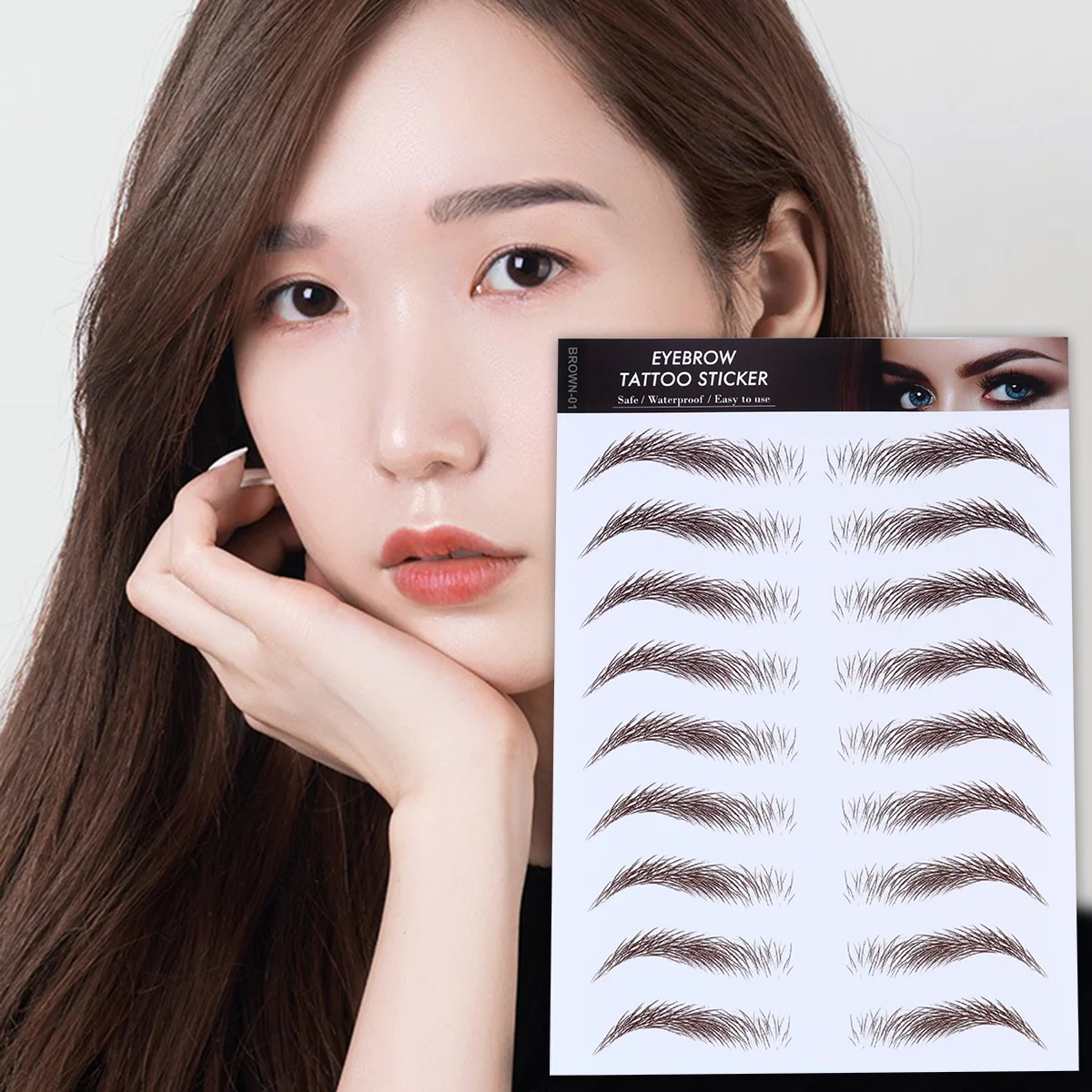 4 Pcs Eyebrow Stickers Water Transfer False Eyebrows Cosmetics Fake Tool Artificial Stencils Imitation 6D Hair-Like Makeup