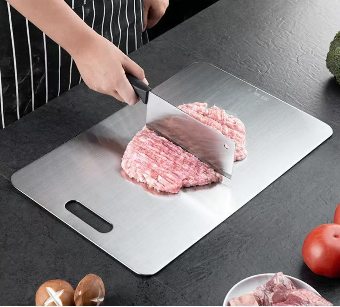 304 Stainless Steel 5 Size Thickened Chopping Board Cutting Board Antibacterial Mildew-proof Kneading Dough Board Kitchen