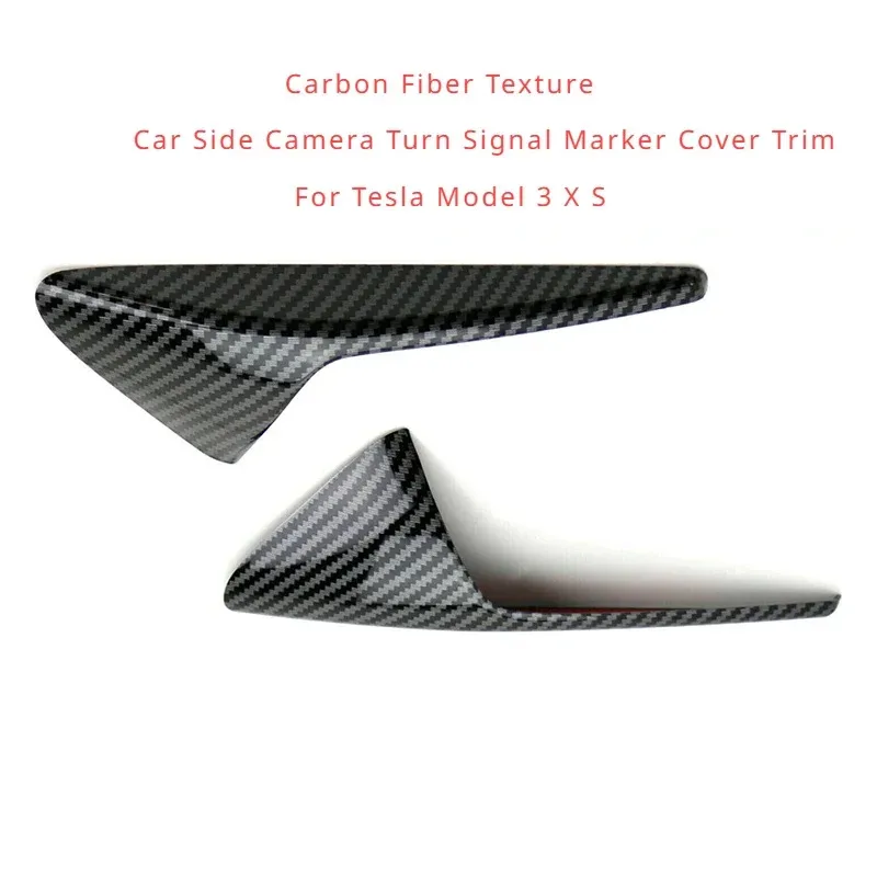 2 قطعة سيارة بدوره إشارة غطاء علامات جانبية غطاء مرآة الكاميرا ملصقات الكسوة ل تسلا نموذج 3 X S ألياف الكربون الأسود السيارات التصميم