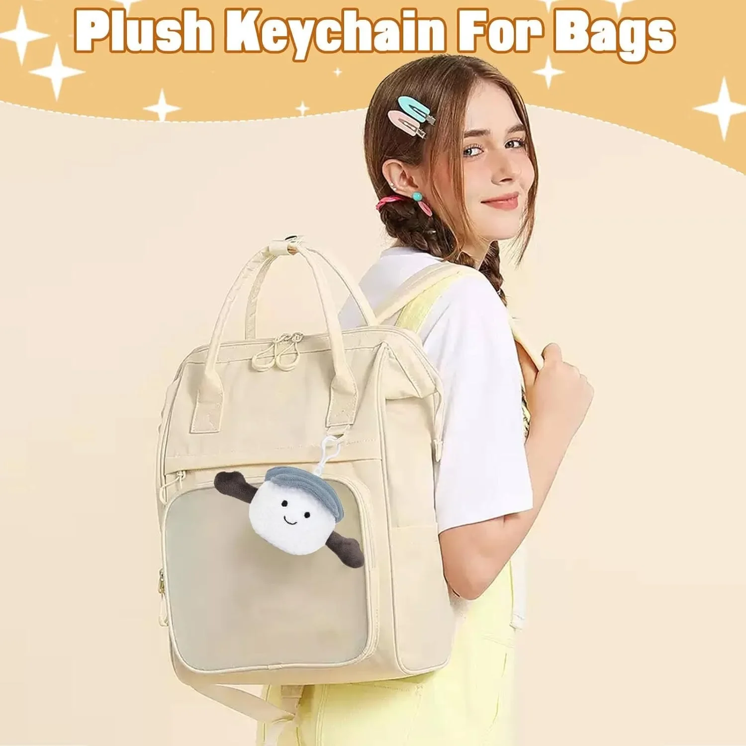 سلسلة مفاتيح قطيفة لطيفة على شكل كرة جولف من القطيفة الناعمة المحشوة على شكل سلسلة مفاتيح هدية لمحبي الرياضة سحر Kawaii للحقائب والمفاتيح