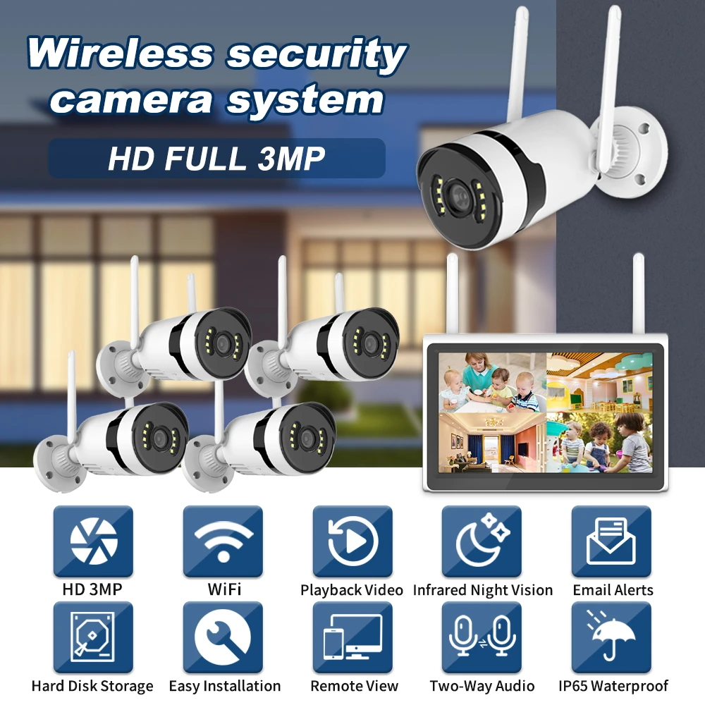 Security Cctv Surveillance System 4 Channel Network Video Recorder NVR Kit Outdoor Indoor Wifi Camera Set