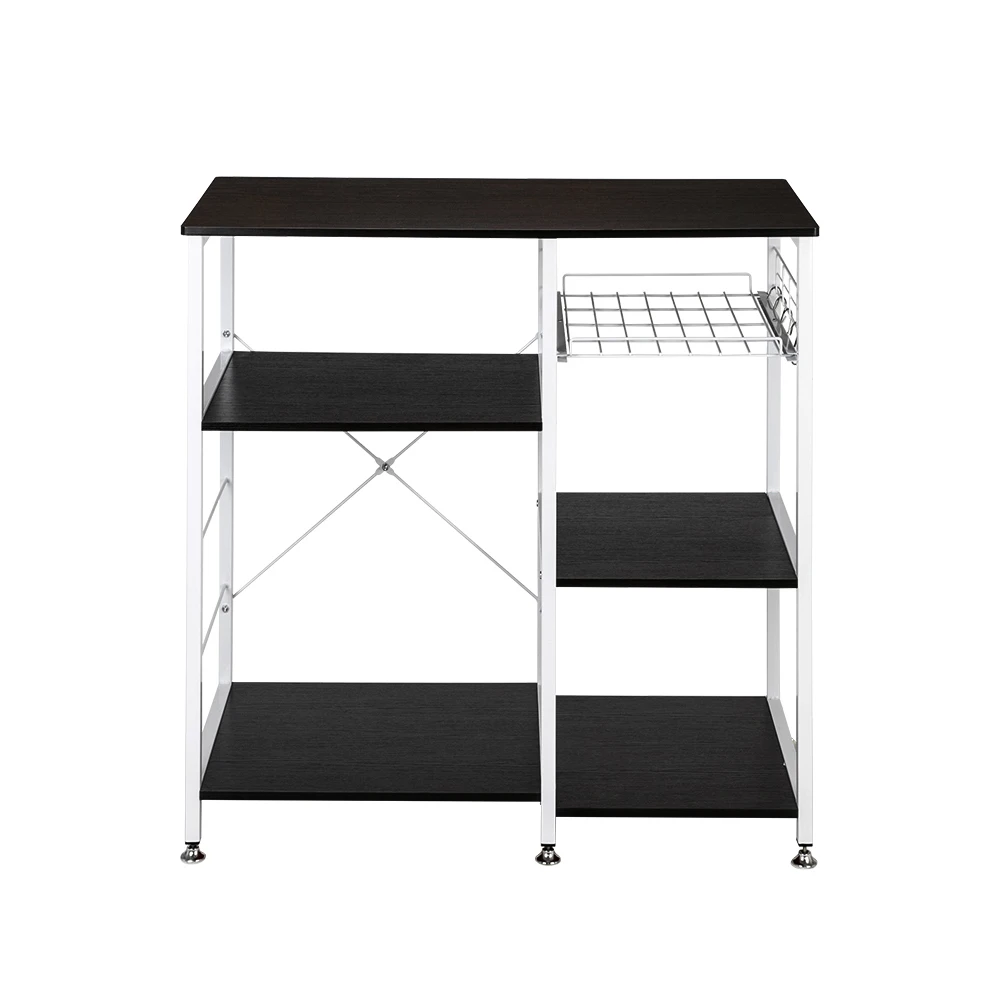 

35.5" Kitchen Baker's Rack Utility Storage Shelf Microwave Stand 3-Tier 3-Tier Table For Spice Rack Dark Brown