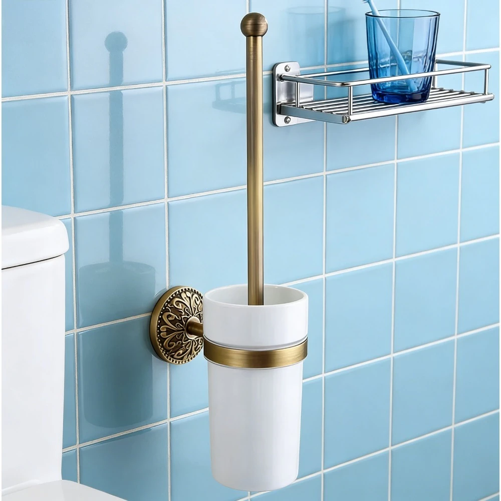 

Vintage copper wall-mounted toilet brush holder - bathroom toilet special model