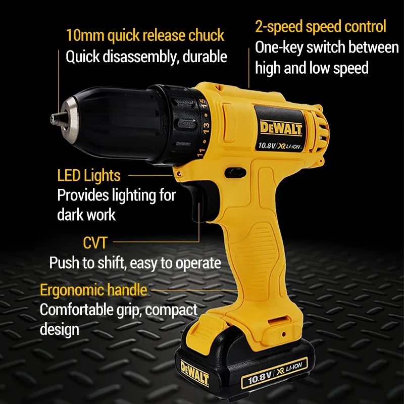 Imagem -03 - Lithium Furadeira Elétrica 10.8v 12v 24n.m Multifunções Handheld Velocidade Variável Casa Recarregável Broca de Mão Poderosa Dewalt-dcd701