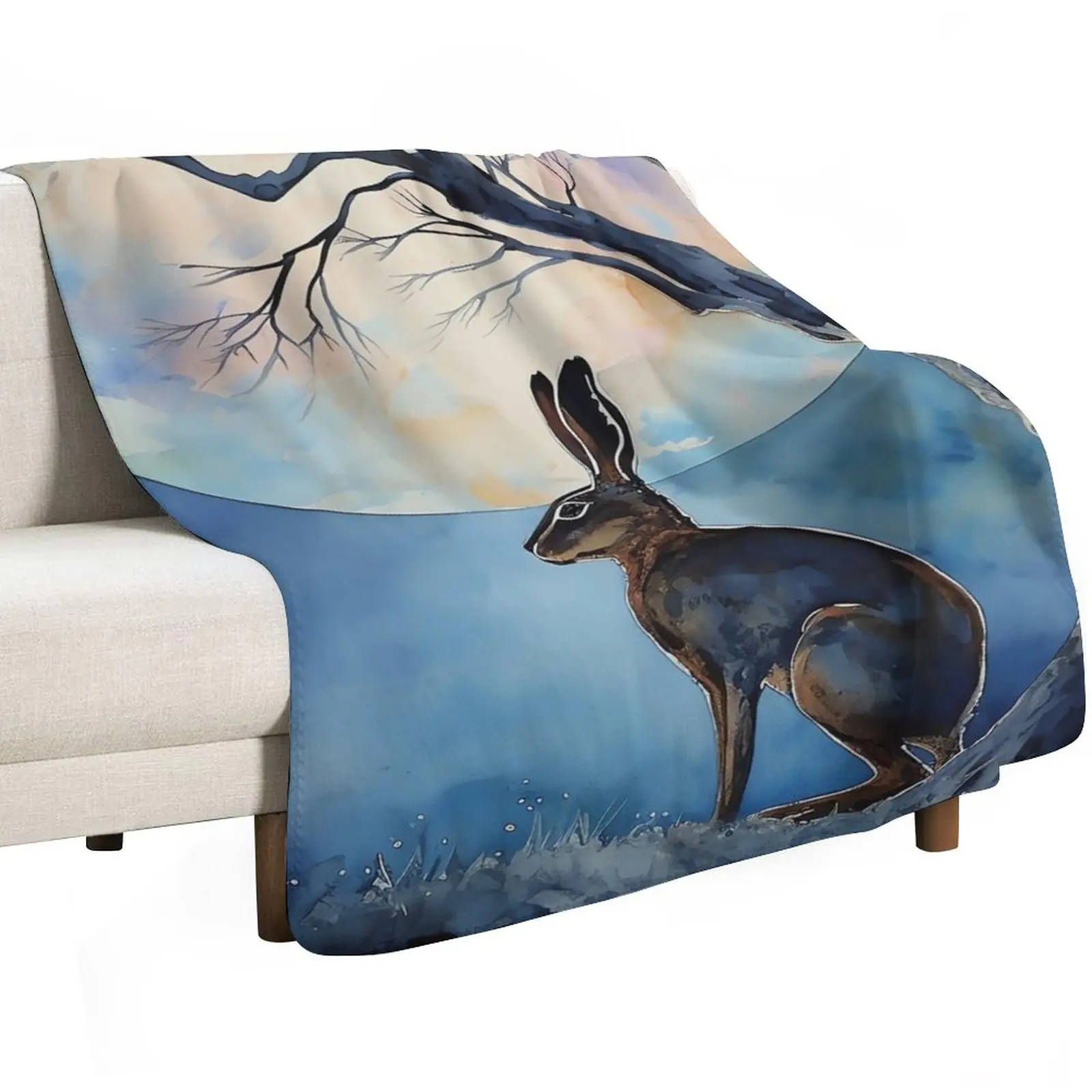 Moon Gazing Hare Throw Blanket Plaid on the sofa Luxury Thermal For Sofa Thin anime Stuffeds Blankets