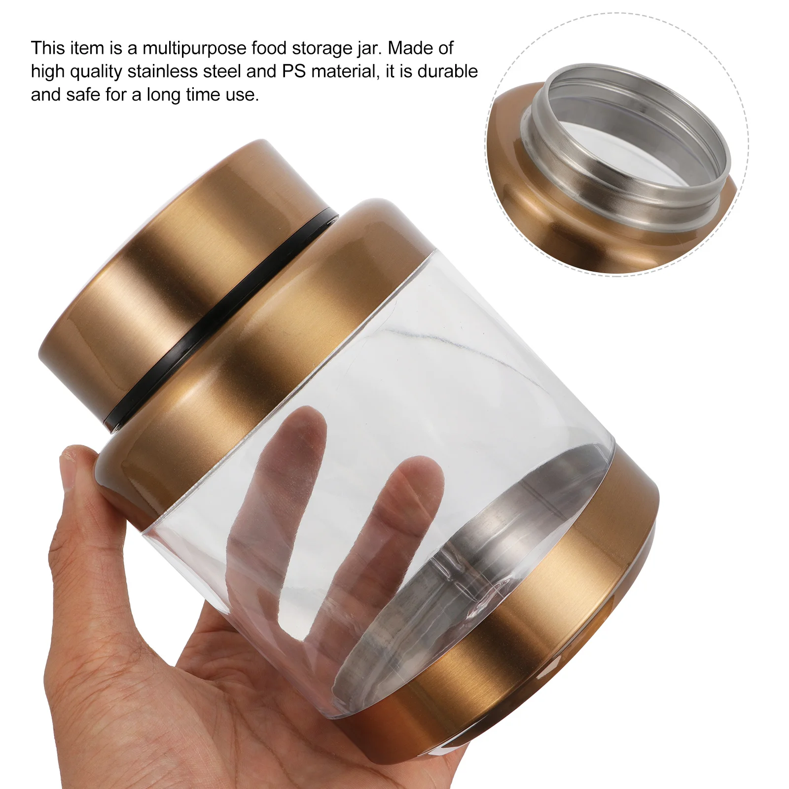 

Stainless Steel Storage Jar Food Container Transparent Cereals Canister Kitchen Sealed Jars Sealed Canisters