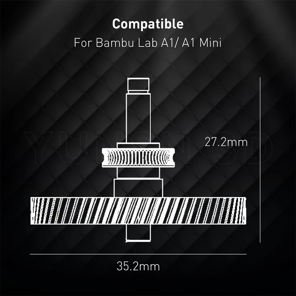 Für Bambu Lab A1 MINI Getriebeset CNC POM Nanobeschichteter gehärteter Stahl Extrusionskopfzahnräder für Bambulab A1 MINI Ersatzteile – Detail 10
