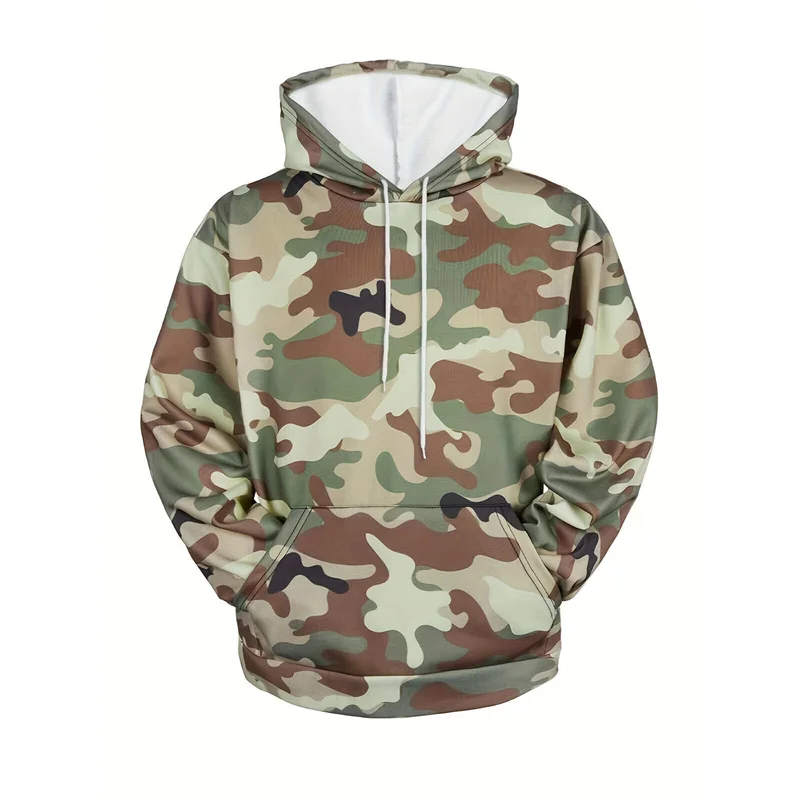 Men's 3D Printed Camo Hoodie Spring Autumn Sportswear Casual Pullovers Camouflage Long Sleeves Hoodie Children Top Clothes