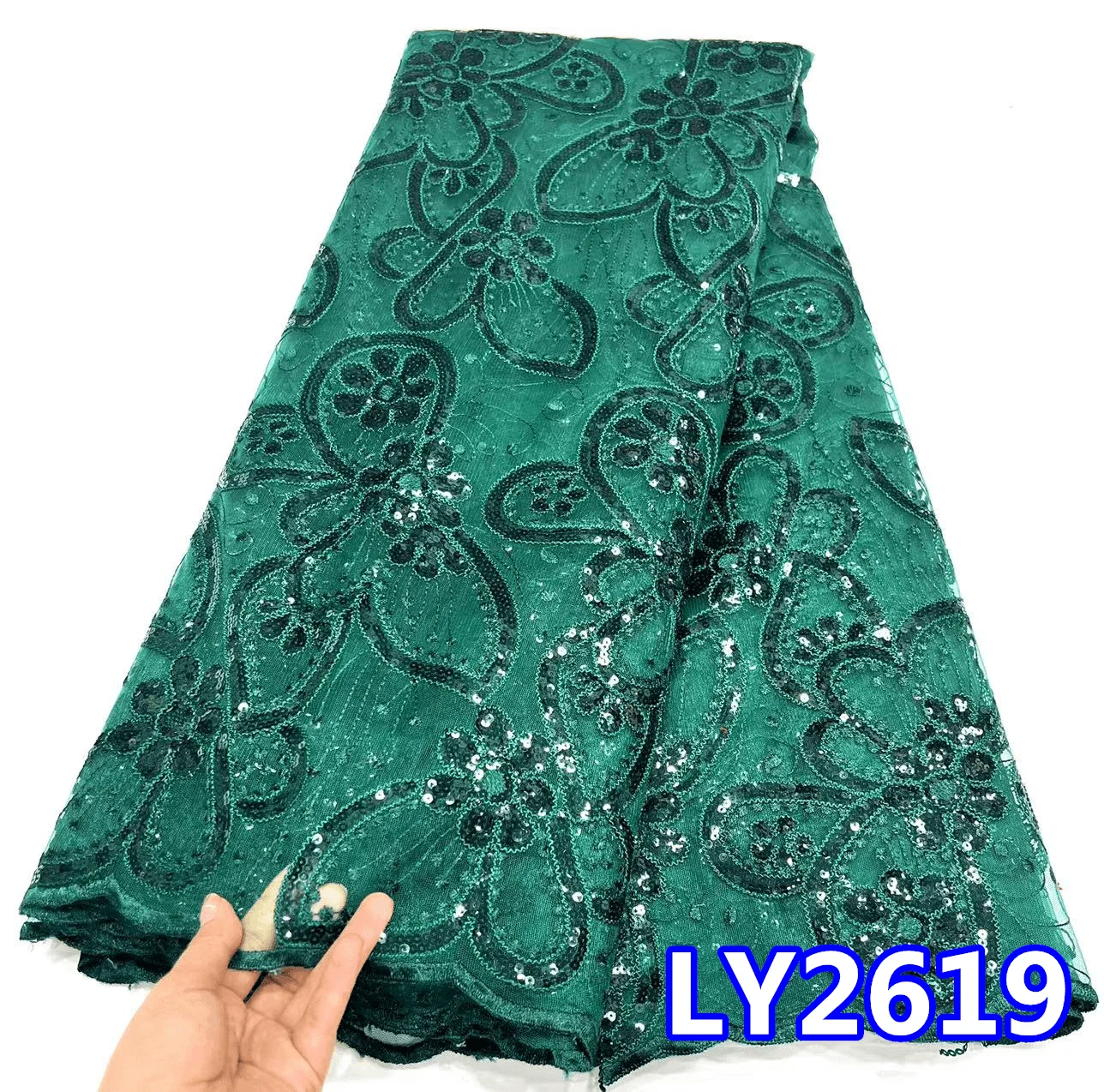 High Quality African Nigerian Tulle Lace Fabric Embroidery Party Dress Sequins French Guipure Fabric For Sewing 5yards PL298-2