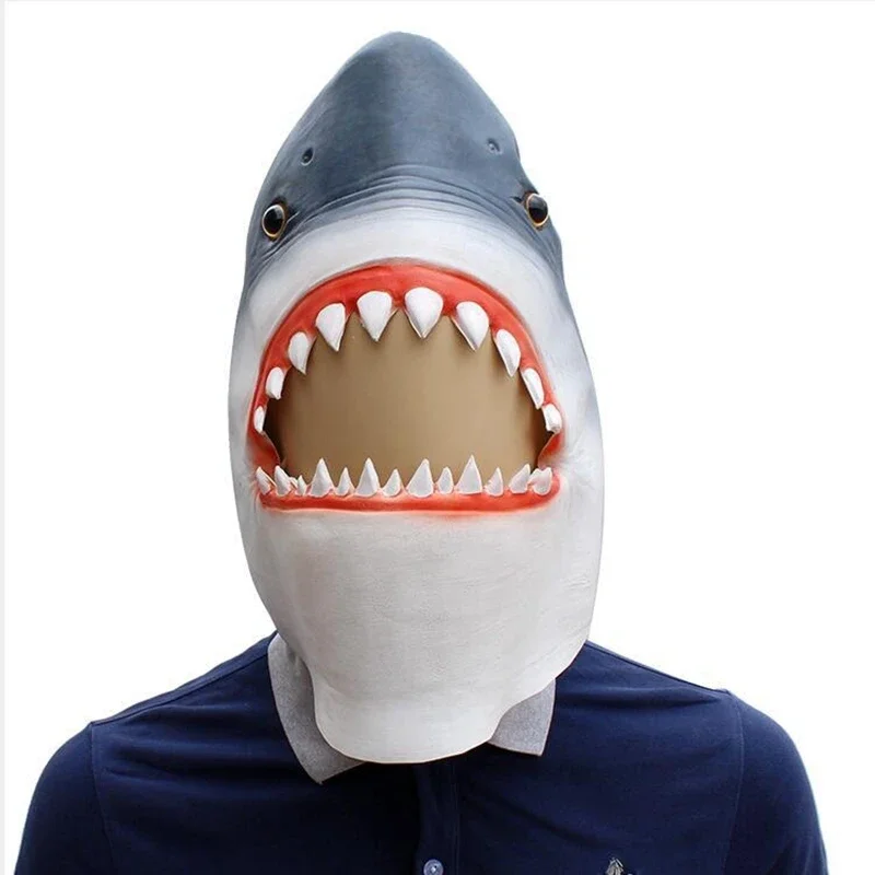 Latex Animal Mask Costume Accessory Novelty Halloween Party Head Mask Shark MaskScary Fancy Dress Party Ocean Fish Cosplay mask