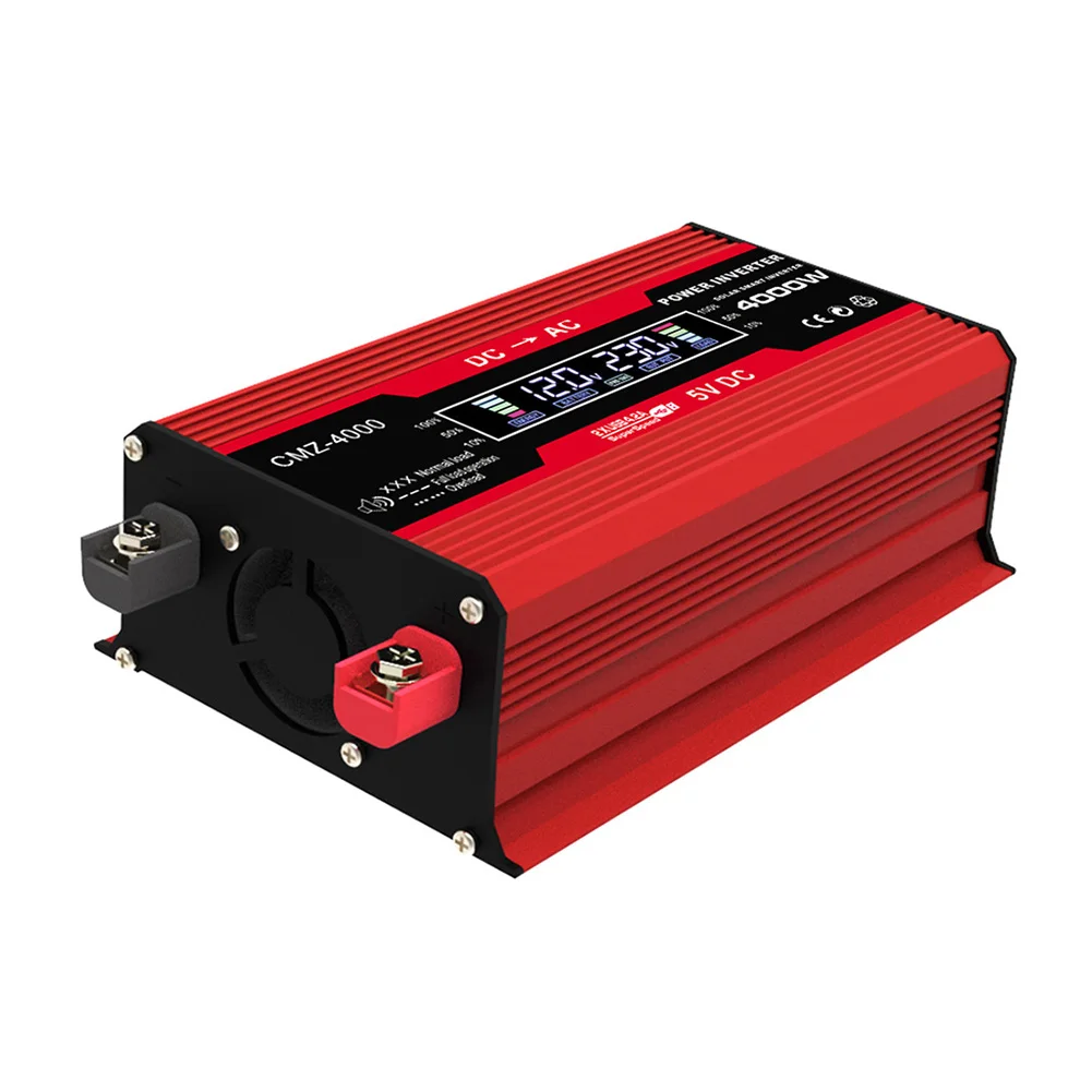 Car Inverter Converter 12V to 110V/220V LCD Display 4000W Vehicle Power Inverter Modified Sine Wave Charge Converter