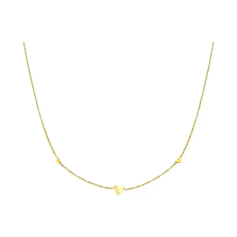Stylish Stacked Choker Necklace Cute Tiny Hearts Print Gold Titanium Steel Waterproof for Teen Girls School Wear Accessory