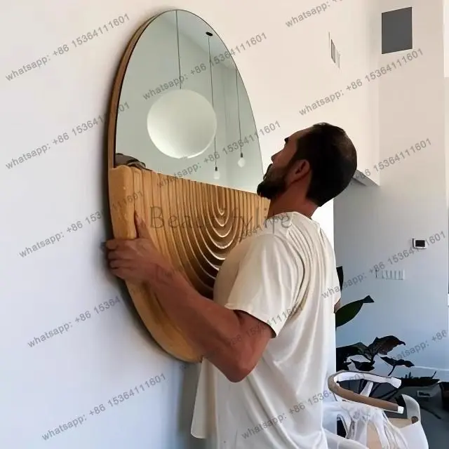 Creative semi-circle decorative mirror, living room hallway, entrance art, makeup mirror
