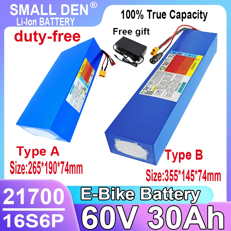 AAA 60V 30Ah 21700 16S6P Lithium Ion Battery Pack 2500W Power Tool Batteries Outdoor Backup Batteries 40A BMS+67.2V 5A charger