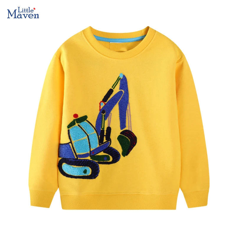 Little Maven Kinderkleidung Cartoon Bagger Stickerei Jungen Sweatshirts Herbst Frühling Baby Jungen Kostüme für Kinderkleidung