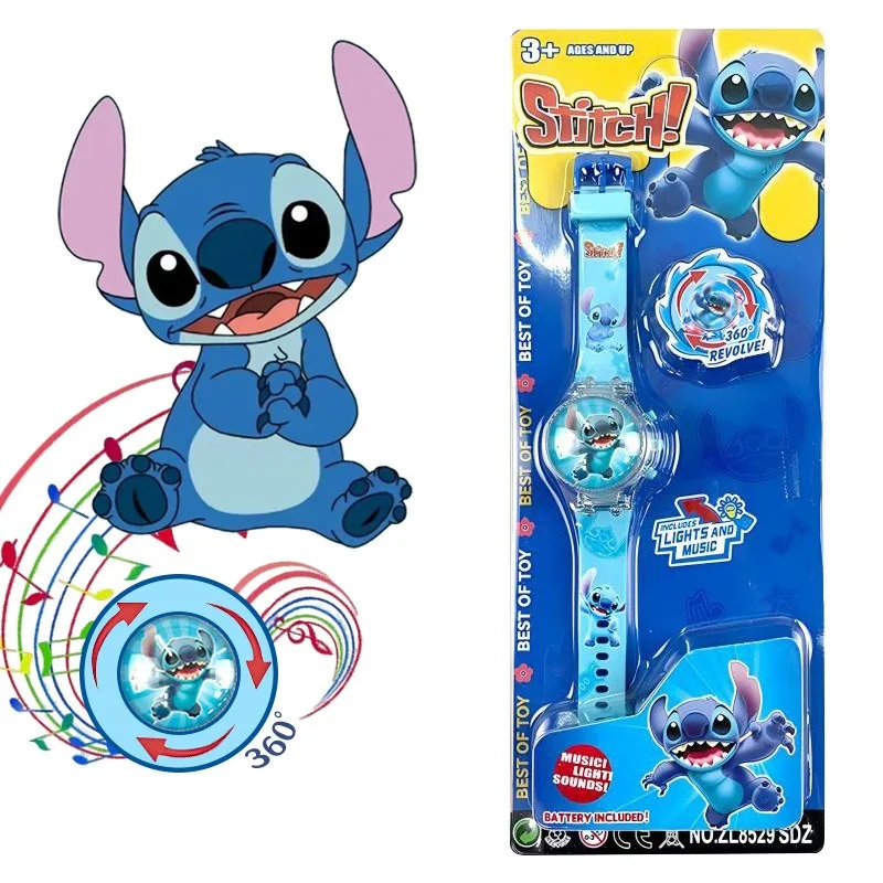 

Original Disney Lilo&Stitch Flip Swivel Watch Classic Movie Peripherals Cute Stitch Electronic Watch with Music Lighting Toys