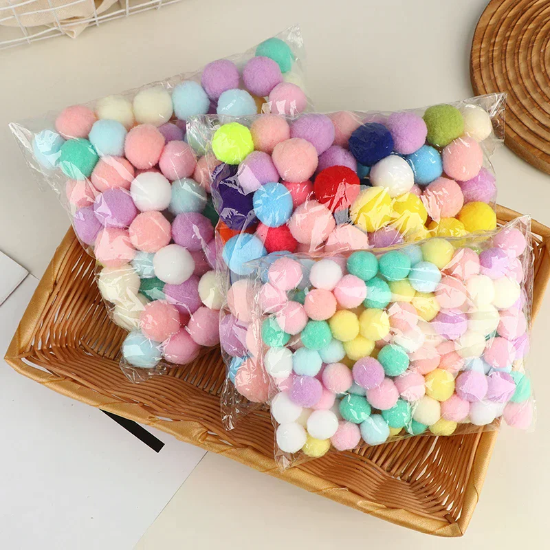 100Pcs 10/15/20/25/30MM Fluffy Soft Pom Poms Pompoms Ball Handmade Kids Toys Wedding Christmas Decor DIY Sewing Craft Supplies
