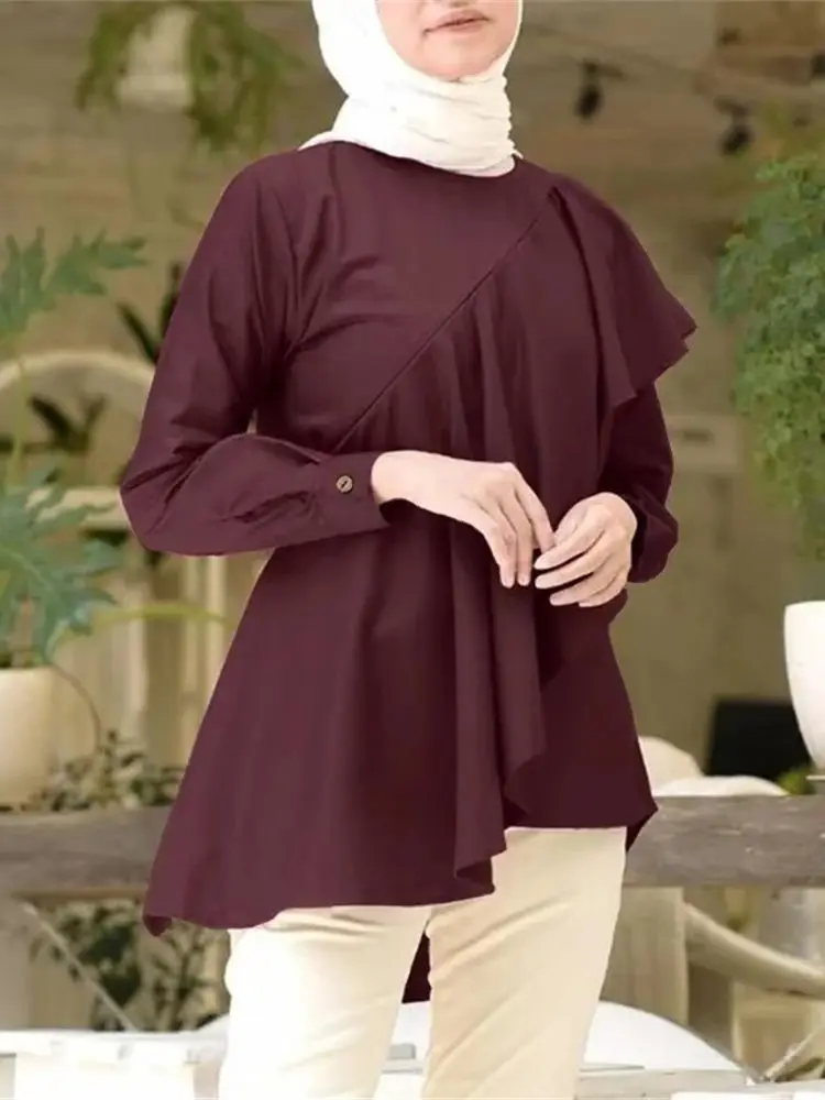 Ramadan Eid Abaya Dubai Turkey Muslim Women Clothing Blouses Islam Saudi Arabia Kebaya Robe Femme Musulmane Shirts Tops