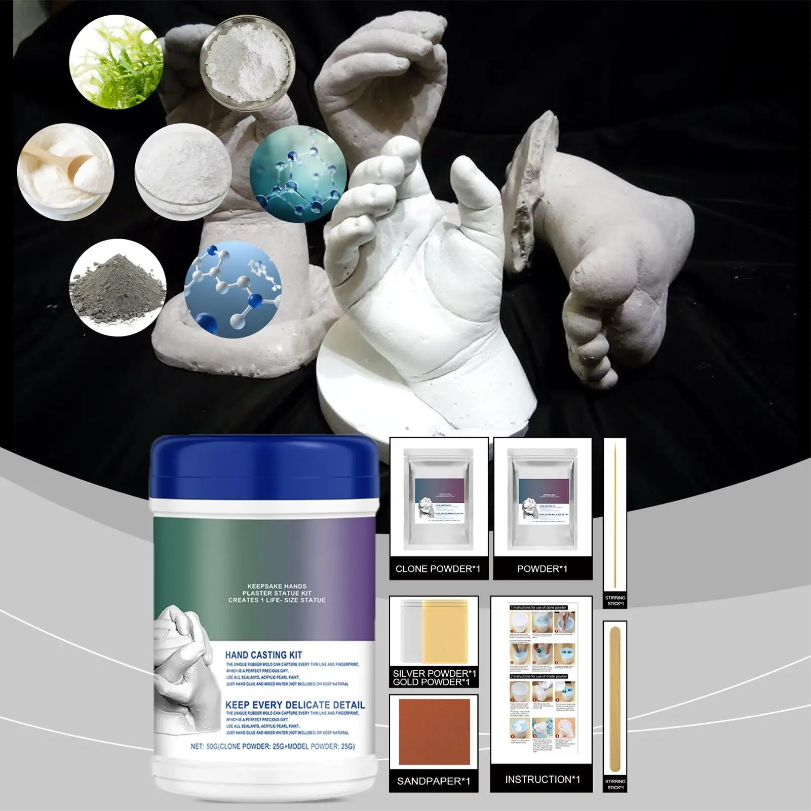 Baby Hand And Foot Casting Kit Soap Making Supplies Plaster Of Paris For Crafts Suitable For Children Toddler Kids Couple Family