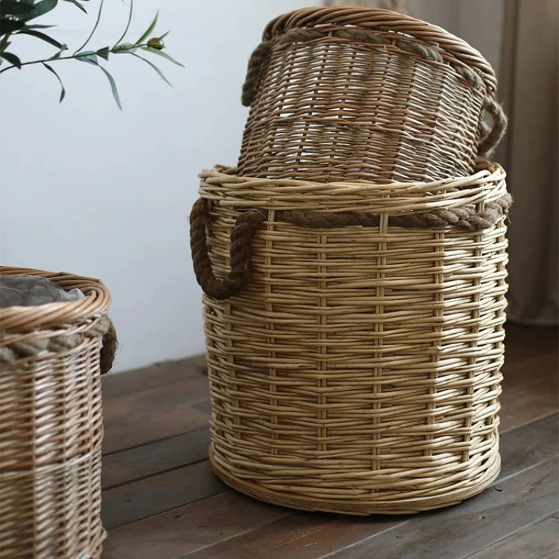 Vintage Handmade Willow Wicker Planter Garden Large Tall Rattan Flower Pot Rustic Decorative Plant Basket Boho Bonsai Container