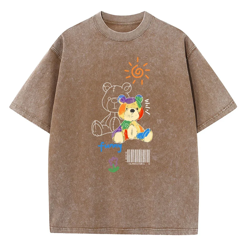 Doll Bear Sit On The Ground Basking In  Sun T Shirts Men'S Chic Breathable Tshirt Design Comfort Tees Senior Round Neck Tops image 3