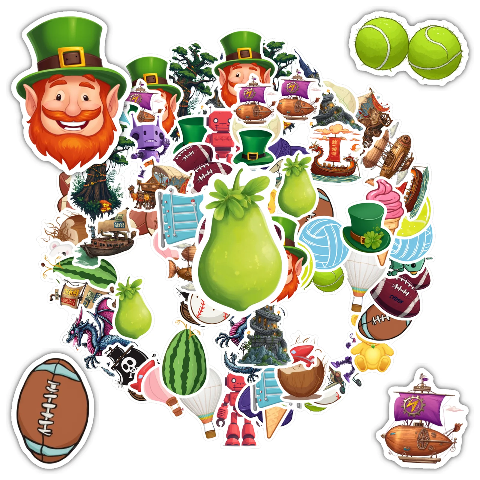 

35 шт.-50 шт. забавные наклейки с роботом, канцелярские наклейки с рисунком дракона, набор наклеек для чемодана, холодильника, телефона, багажа, ноутбука