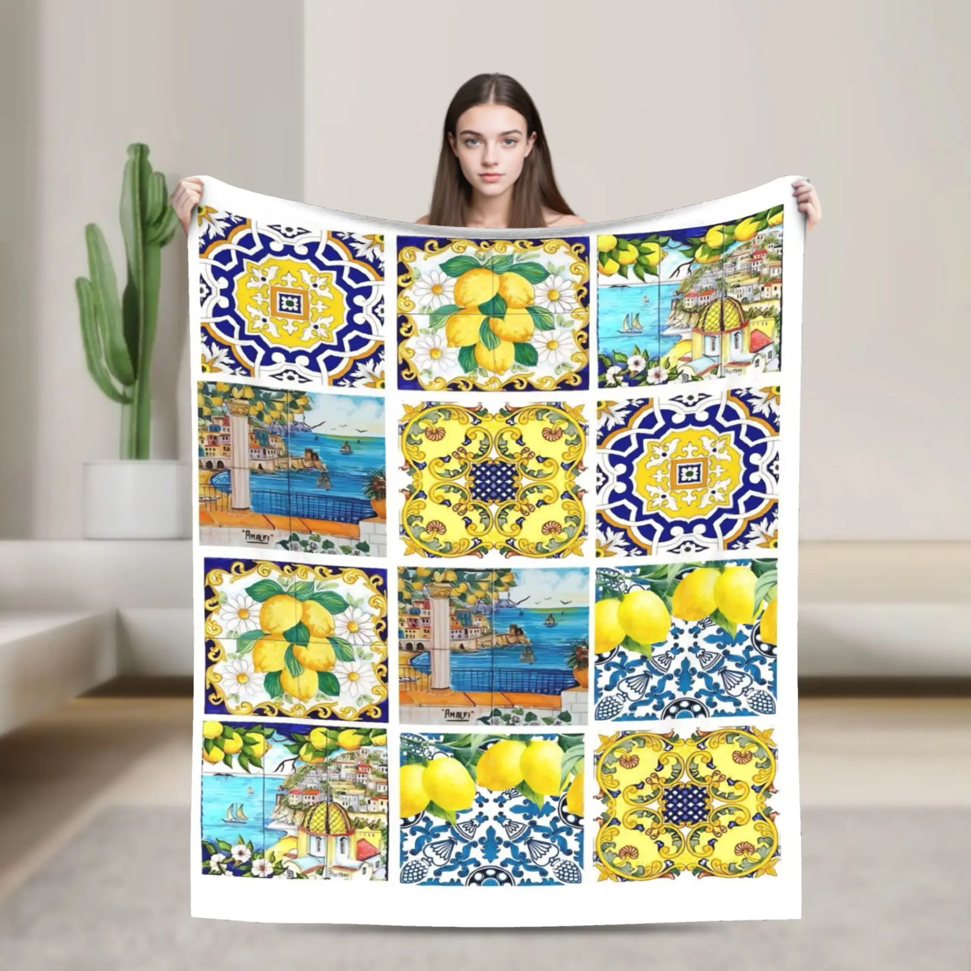Lemon Sicily Rectangle Merch Blanket Super Soft Fleece  Throw Blankets Relax Quilt